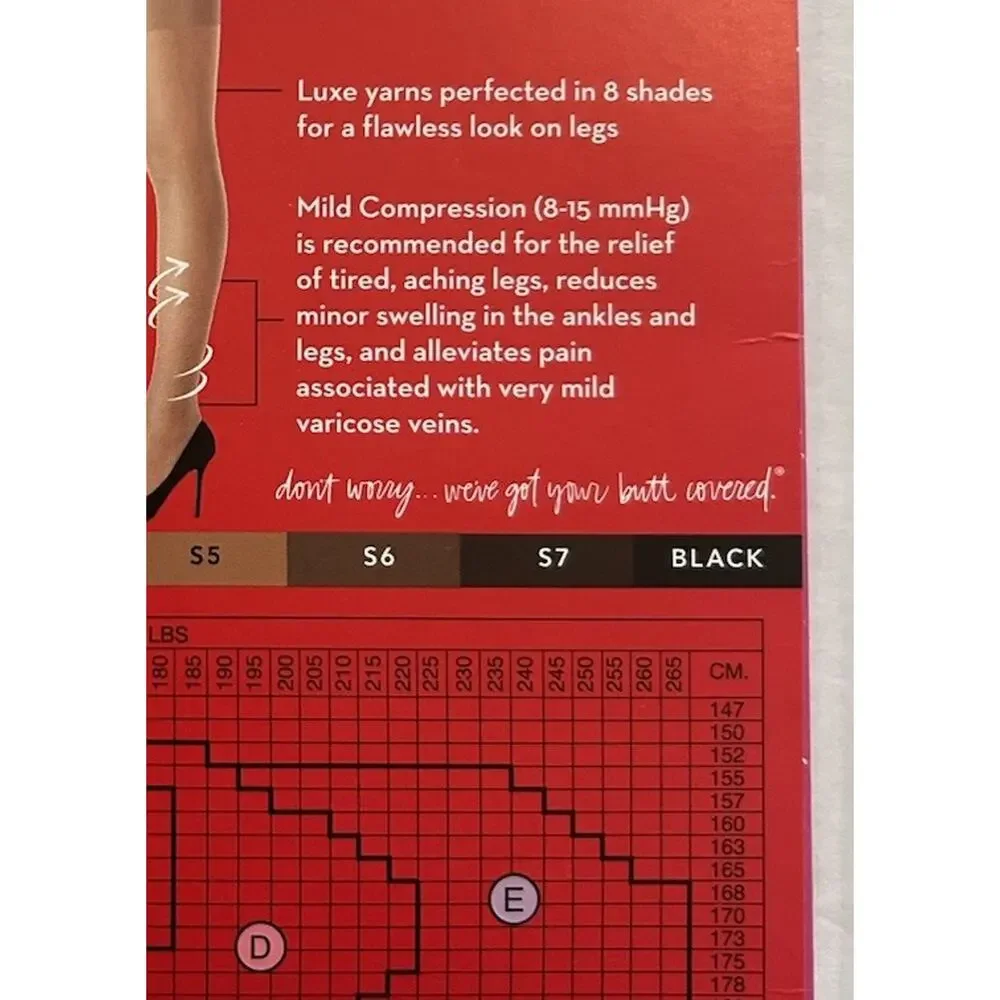 NEW‎ Spanx Remarkable Relief Compression Sheers 20 Denier Black/brown S7 Sz C